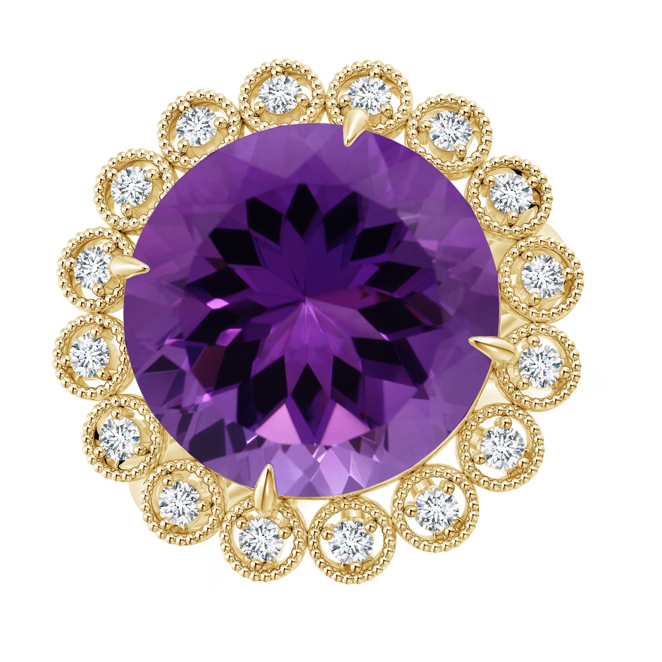 14.18x14.11x9.36mm AAA GIA Certified Amethyst & Diamond Floral Halo Ring in 18K Yellow Gold 