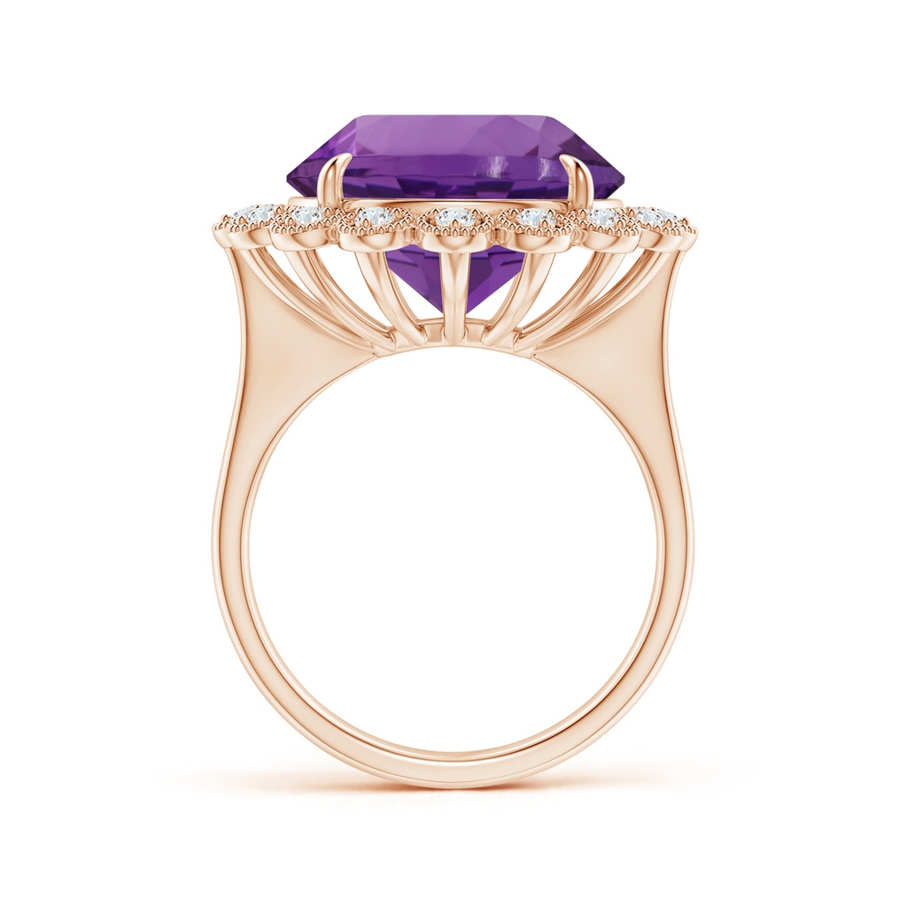 14.18x14.11x9.36mm AAA GIA Certified Amethyst & Diamond Floral Halo Ring in Rose Gold - side 199