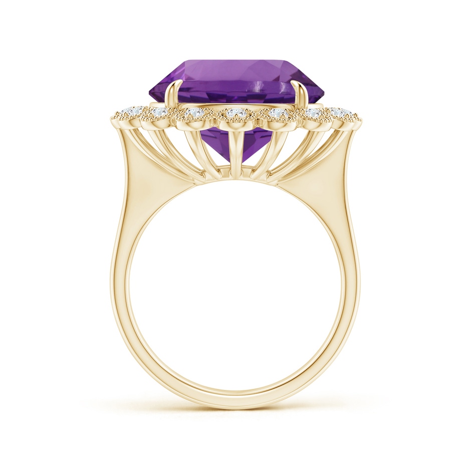 14.18x14.11x9.36mm AAA GIA Certified Amethyst & Diamond Floral Halo Ring in Yellow Gold side 199