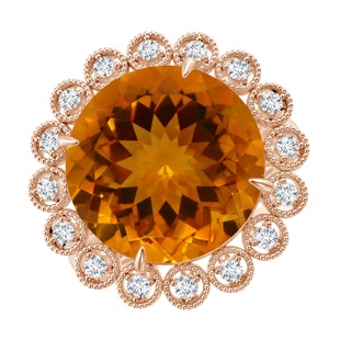 14.07x14.00x9.40mm AAAA GIA Certified Citrine & Diamond Floral Halo Ring in 10K Rose Gold