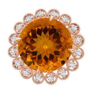 14.07x14.00x9.40mm AAAA GIA Certified Citrine & Diamond Floral Halo Ring in 18K Rose Gold