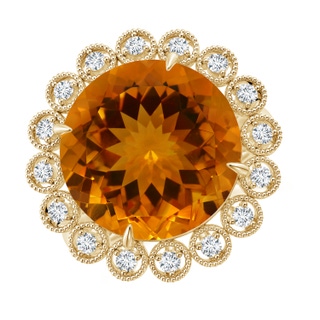 14.07x14.00x9.40mm AAAA GIA Certified Citrine & Diamond Floral Halo Ring in 9K Yellow Gold