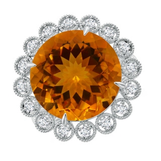 14.07x14.00x9.40mm AAAA GIA Certified Citrine & Diamond Floral Halo Ring in P950 Platinum