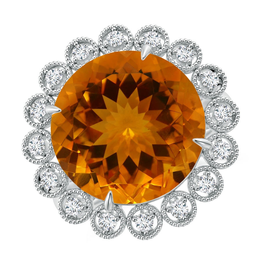 14.07x14.00x9.40mm AAAA GIA Certified Citrine & Diamond Floral Halo Ring in White Gold 