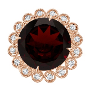 13.21x13.13x6.7mm AAAA GIA Certified Garnet & Diamond Floral Halo Cocktail Ring in 10K Rose Gold