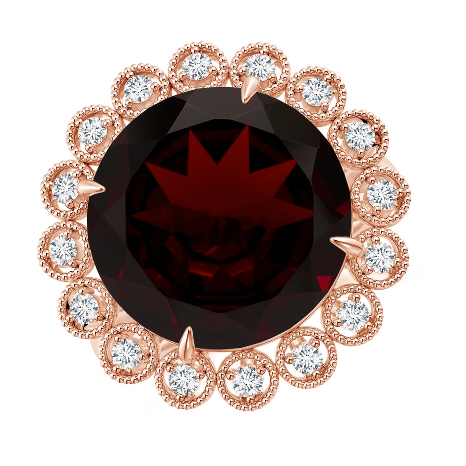 13.21x13.13x6.7mm AAAA GIA Certified Garnet & Diamond Floral Halo Cocktail Ring in 18K Rose Gold 