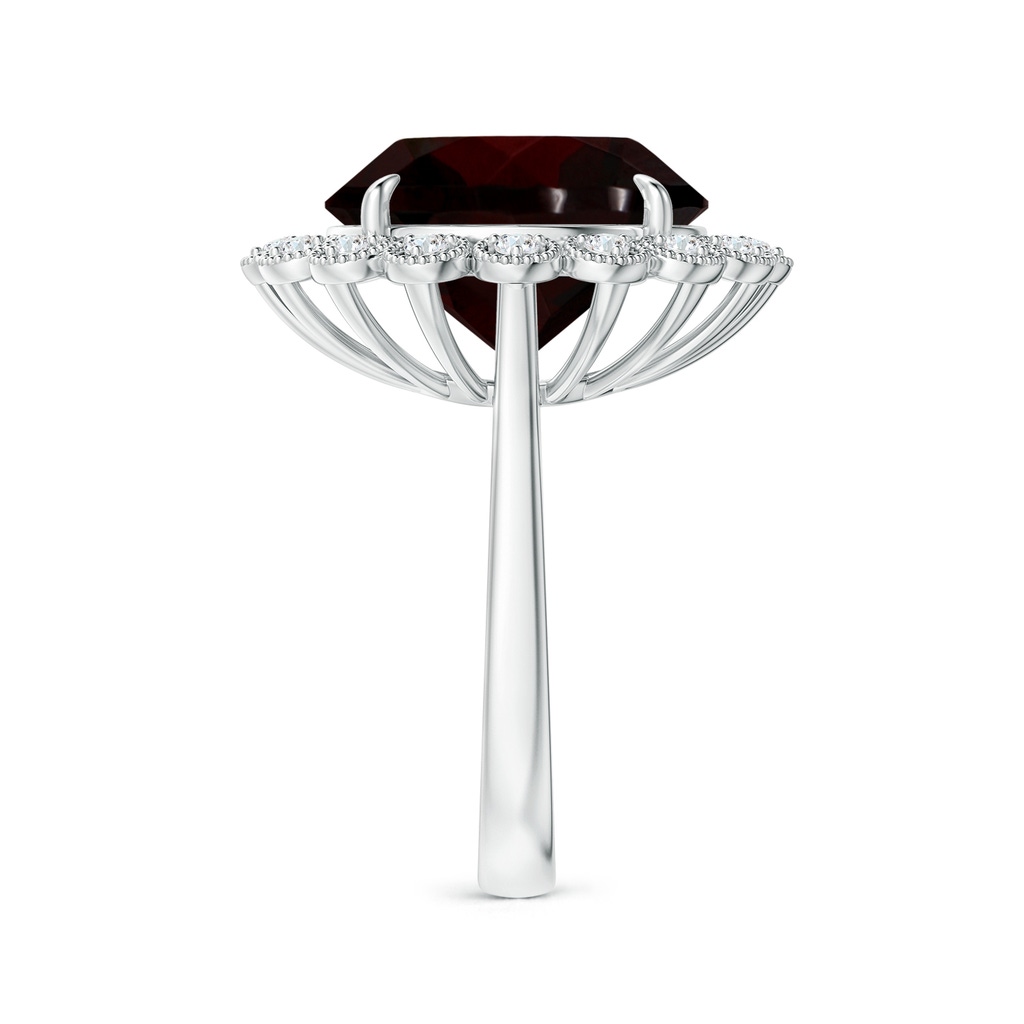 13.21x13.13x6.7mm AAAA GIA Certified Garnet & Diamond Floral Halo Cocktail Ring in 18K White Gold Side 399