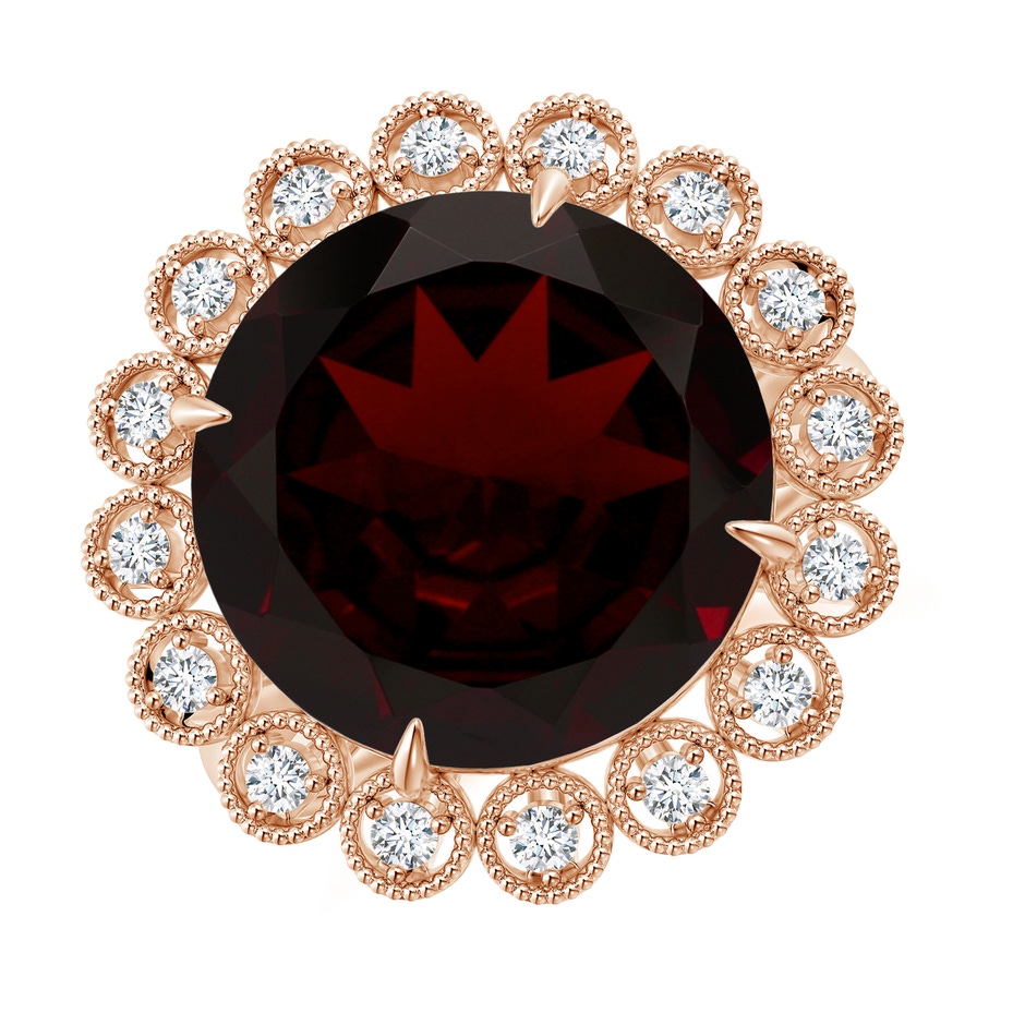 13.21x13.13x6.7mm AAAA GIA Certified Garnet & Diamond Floral Halo Cocktail Ring in Rose Gold 
