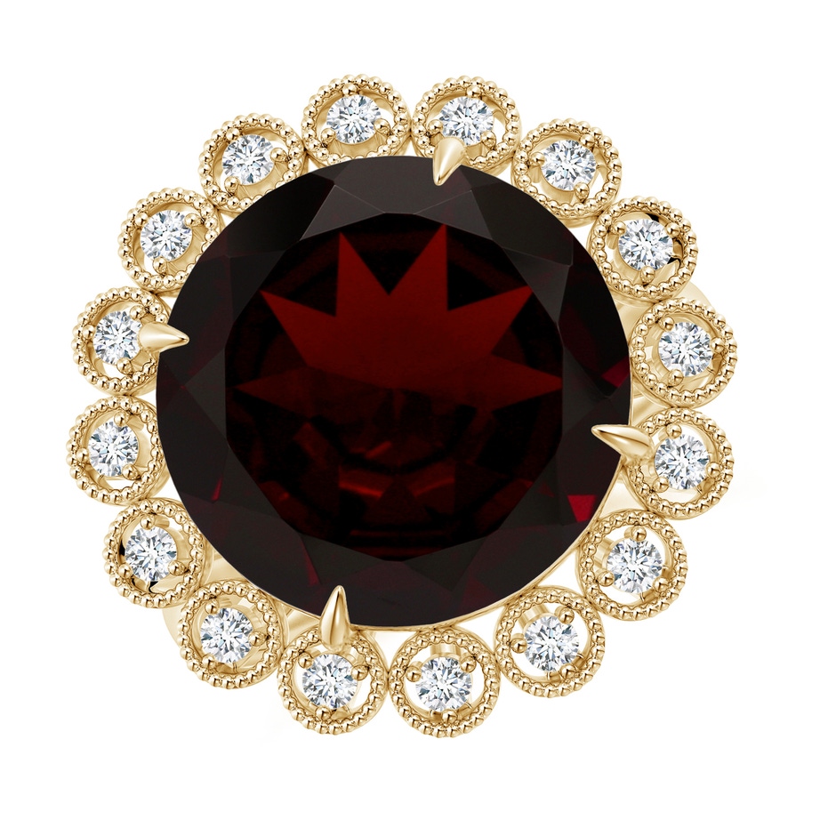 13.21x13.13x6.7mm AAAA GIA Certified Garnet & Diamond Floral Halo Cocktail Ring in Yellow Gold 