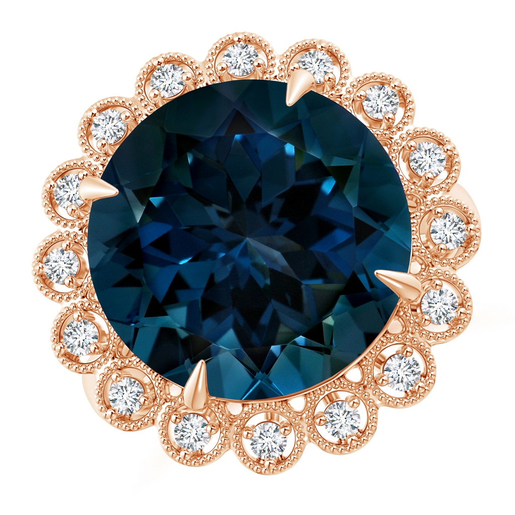 13.14x13.05x8.46mm AAAA Vintage Style GIA Certified Round London Blue Topaz Halo Ring in 10K Rose Gold Side 199