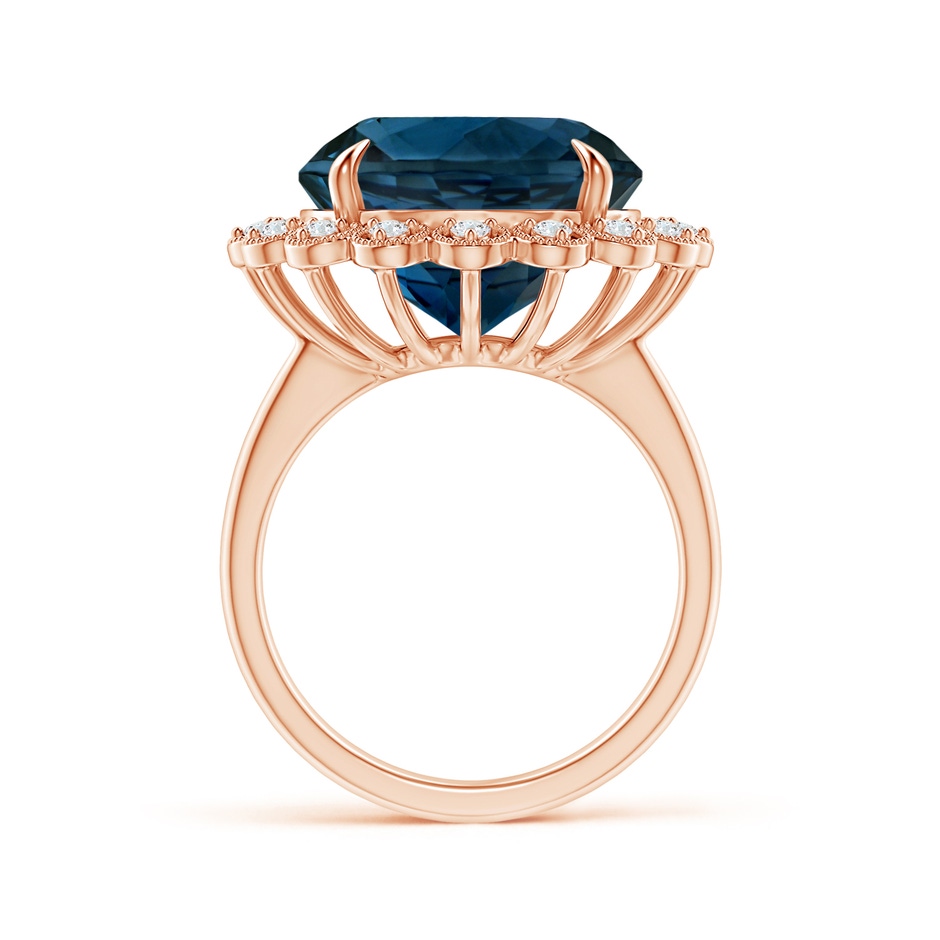 13.14x13.05x8.46mm AAAA Vintage Style GIA Certified Round London Blue Topaz Halo Ring in 18K Rose Gold side 399