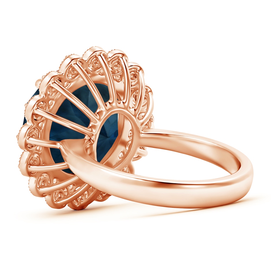 13.14x13.05x8.46mm AAAA Vintage Style GIA Certified Round London Blue Topaz Halo Ring in 18K Rose Gold side 499