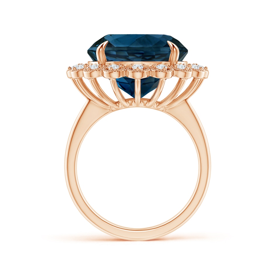 13.14x13.05x8.46mm AAAA Vintage Style GIA Certified Round London Blue Topaz Halo Ring in 9K Rose Gold side 399