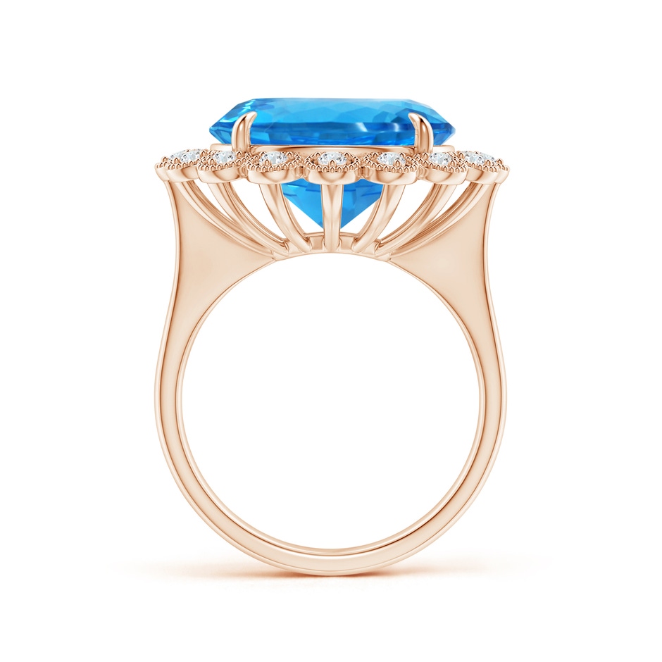 13.08x13.01x8.64mm AAAA GIA Certified Vintage Style Round Swiss Blue Topaz Halo Ring in 9K Rose Gold side 199