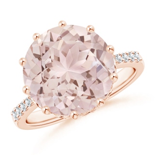 12mm A Round Morganite Reverse Tapered Shank Cocktail Ring in Rose Gold