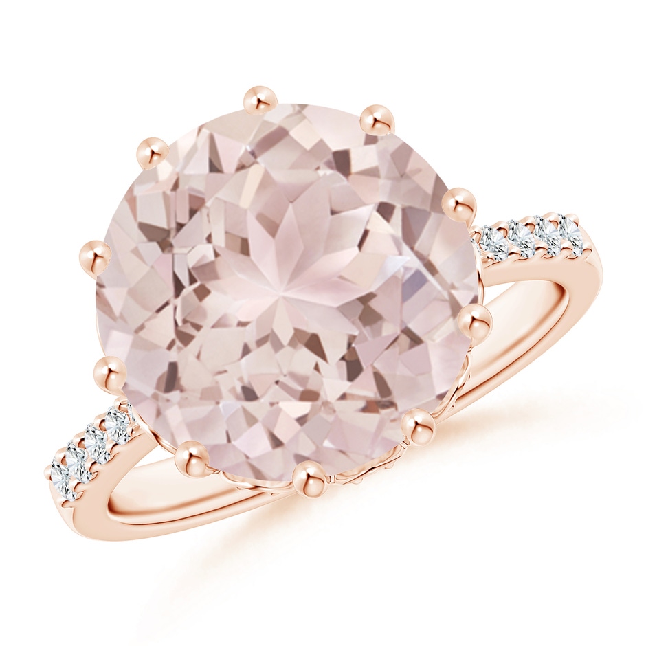 12mm A Round Morganite Reverse Tapered Shank Cocktail Ring in Rose Gold 