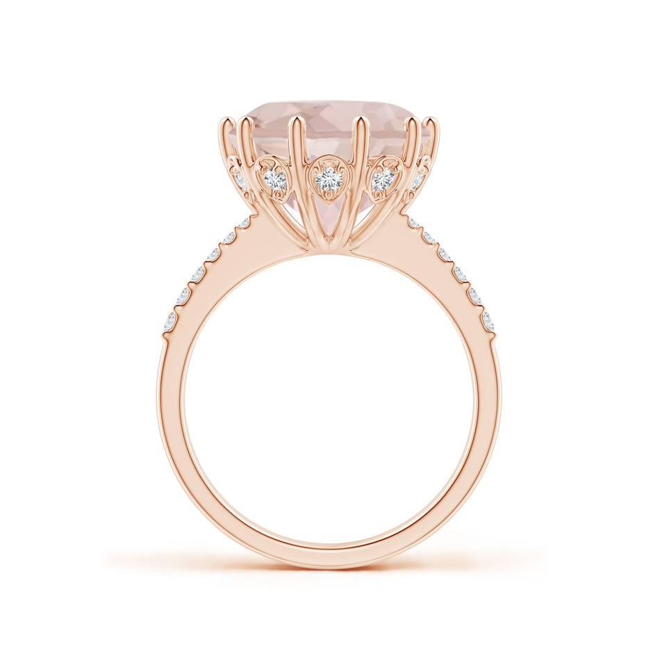 12mm A Round Morganite Reverse Tapered Shank Cocktail Ring in Rose Gold side 1
