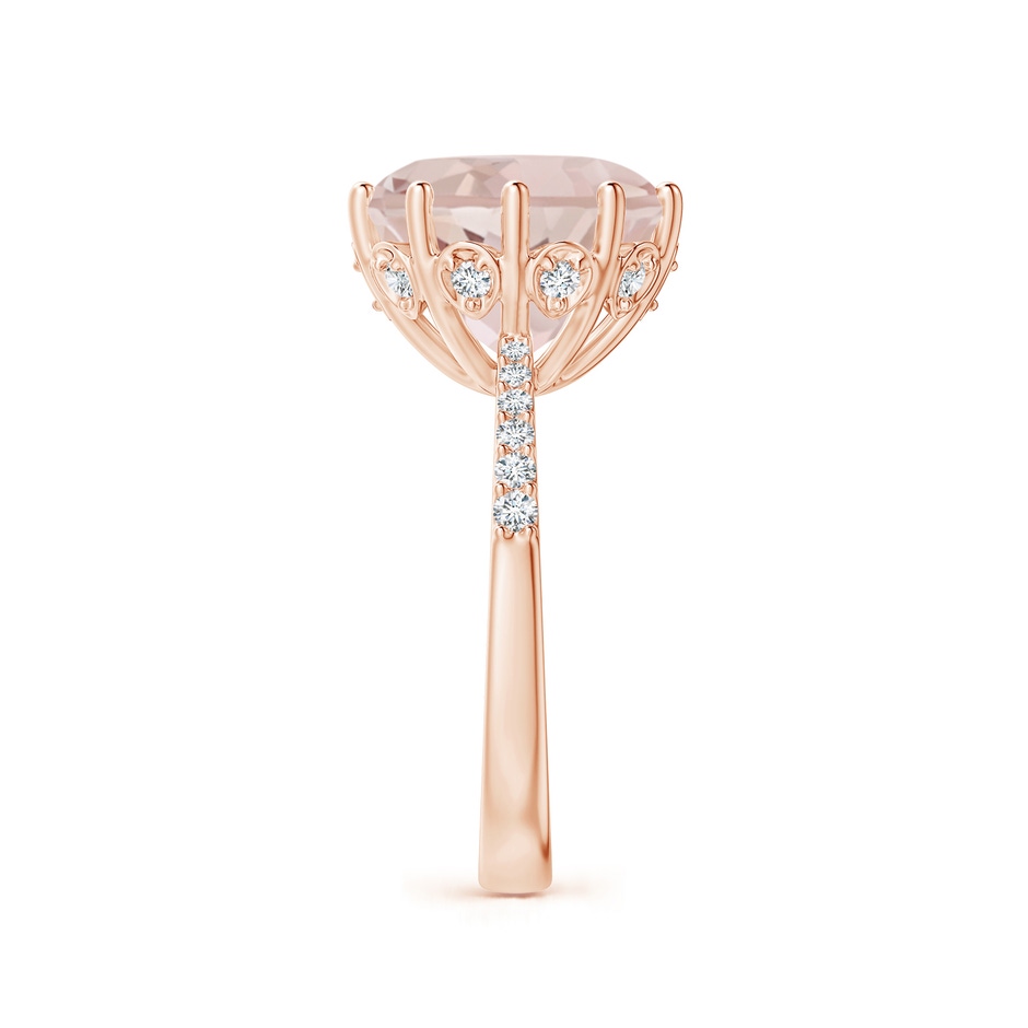 12mm A Round Morganite Reverse Tapered Shank Cocktail Ring in Rose Gold side 2