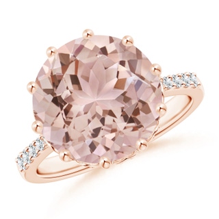 12mm AAA Round Morganite Reverse Tapered Shank Cocktail Ring in Rose Gold