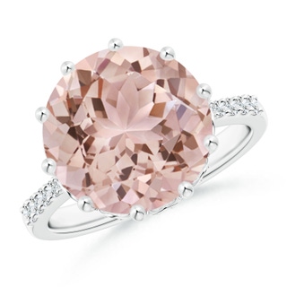 12mm AAA Round Morganite Reverse Tapered Shank Cocktail Ring in White Gold