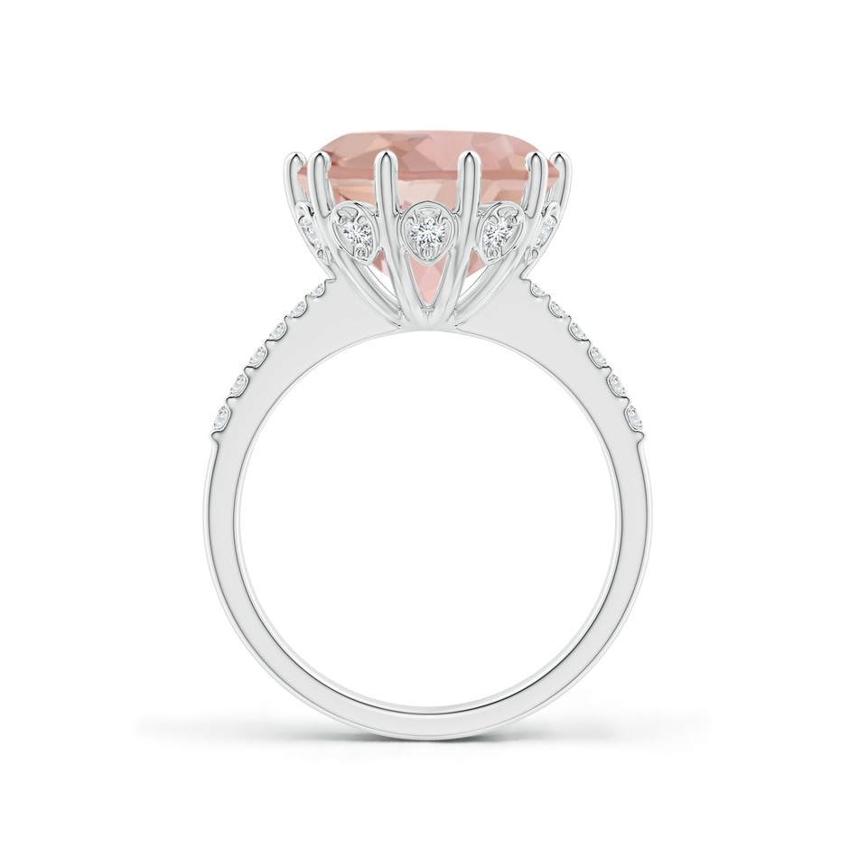 12mm AAA Round Morganite Reverse Tapered Shank Cocktail Ring in White Gold side 1