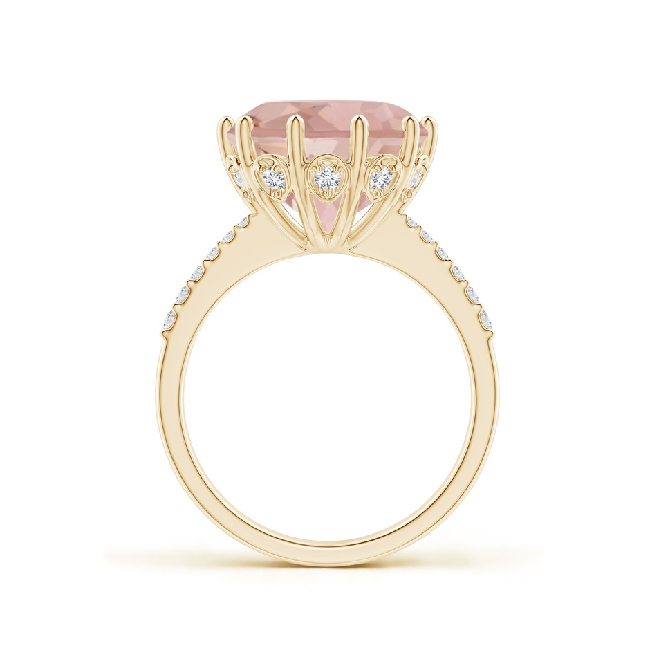 12mm AAA Round Morganite Reverse Tapered Shank Cocktail Ring in Yellow Gold side 1