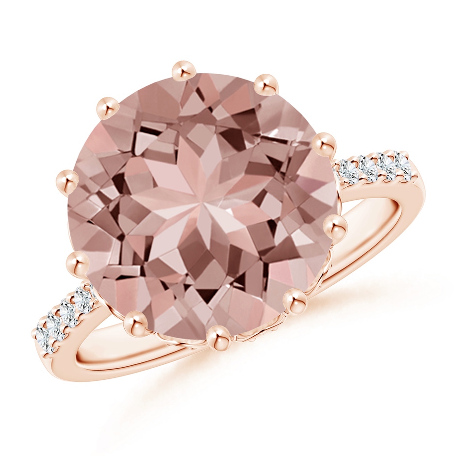 12mm AAAA Round Morganite Reverse Tapered Shank Cocktail Ring in Rose Gold 