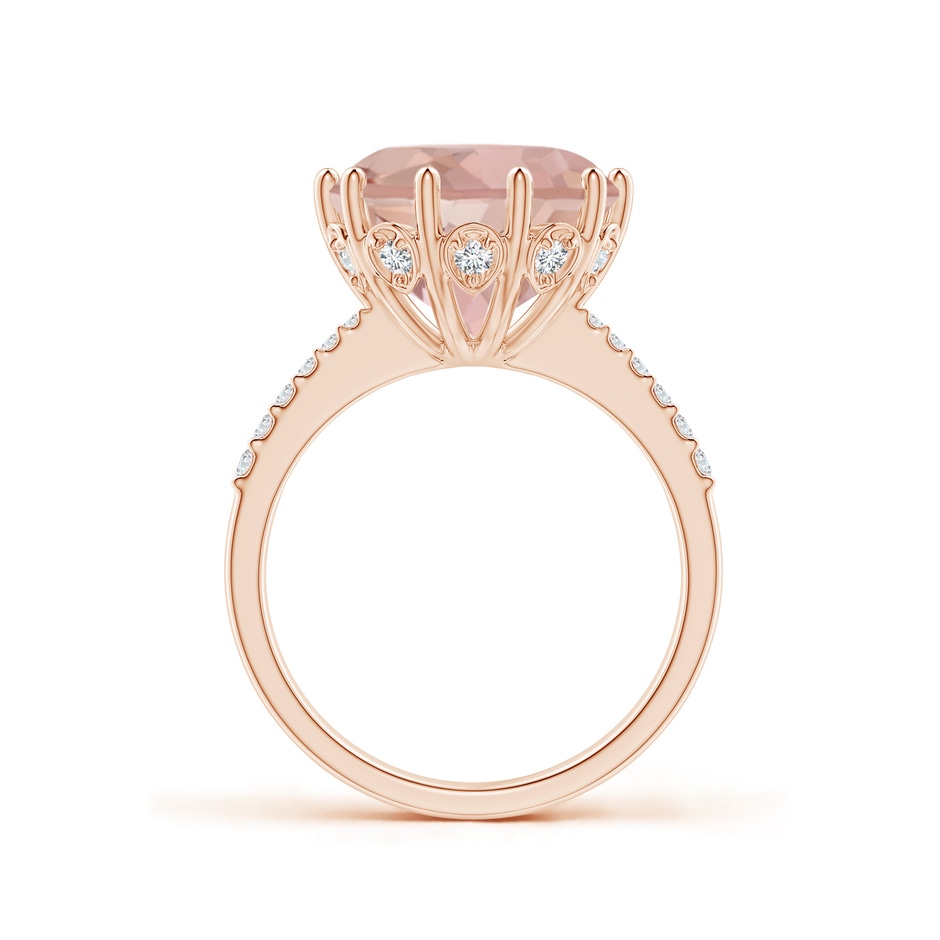 12mm AAAA Round Morganite Reverse Tapered Shank Cocktail Ring in Rose Gold side 1