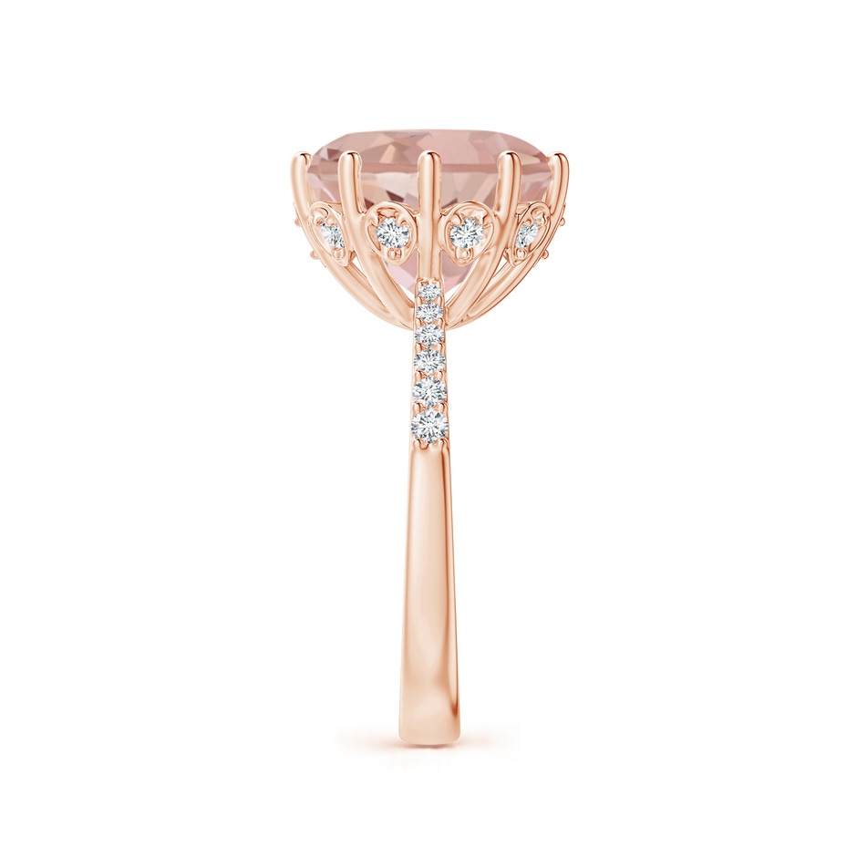 12mm AAAA Round Morganite Reverse Tapered Shank Cocktail Ring in Rose Gold side 2