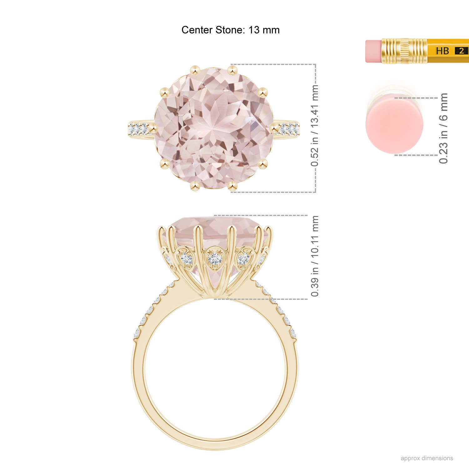 A - Morganite / 6.82 CT / 14 KT Yellow Gold