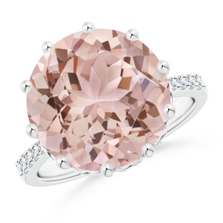 13mm AAA Round Morganite Reverse Tapered Shank Cocktail Ring in P950 Platinum