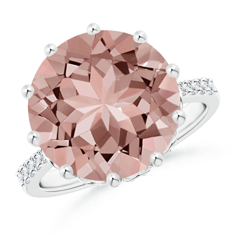 13mm AAAA Round Morganite Reverse Tapered Shank Cocktail Ring in P950 Platinum 