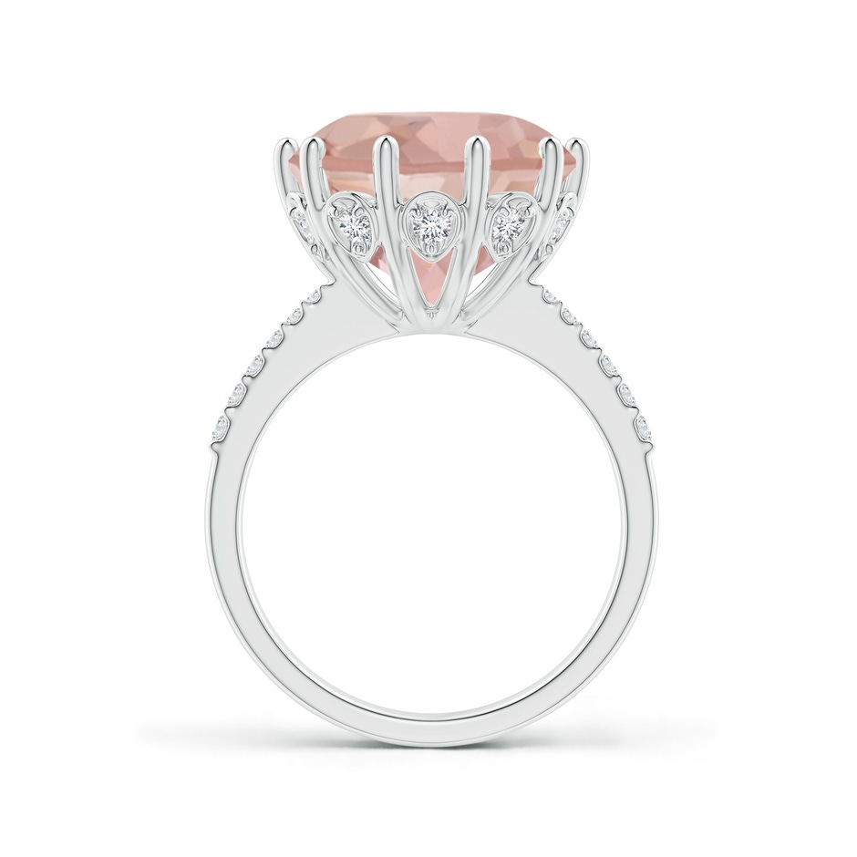 13mm AAAA Round Morganite Reverse Tapered Shank Cocktail Ring in P950 Platinum side 1