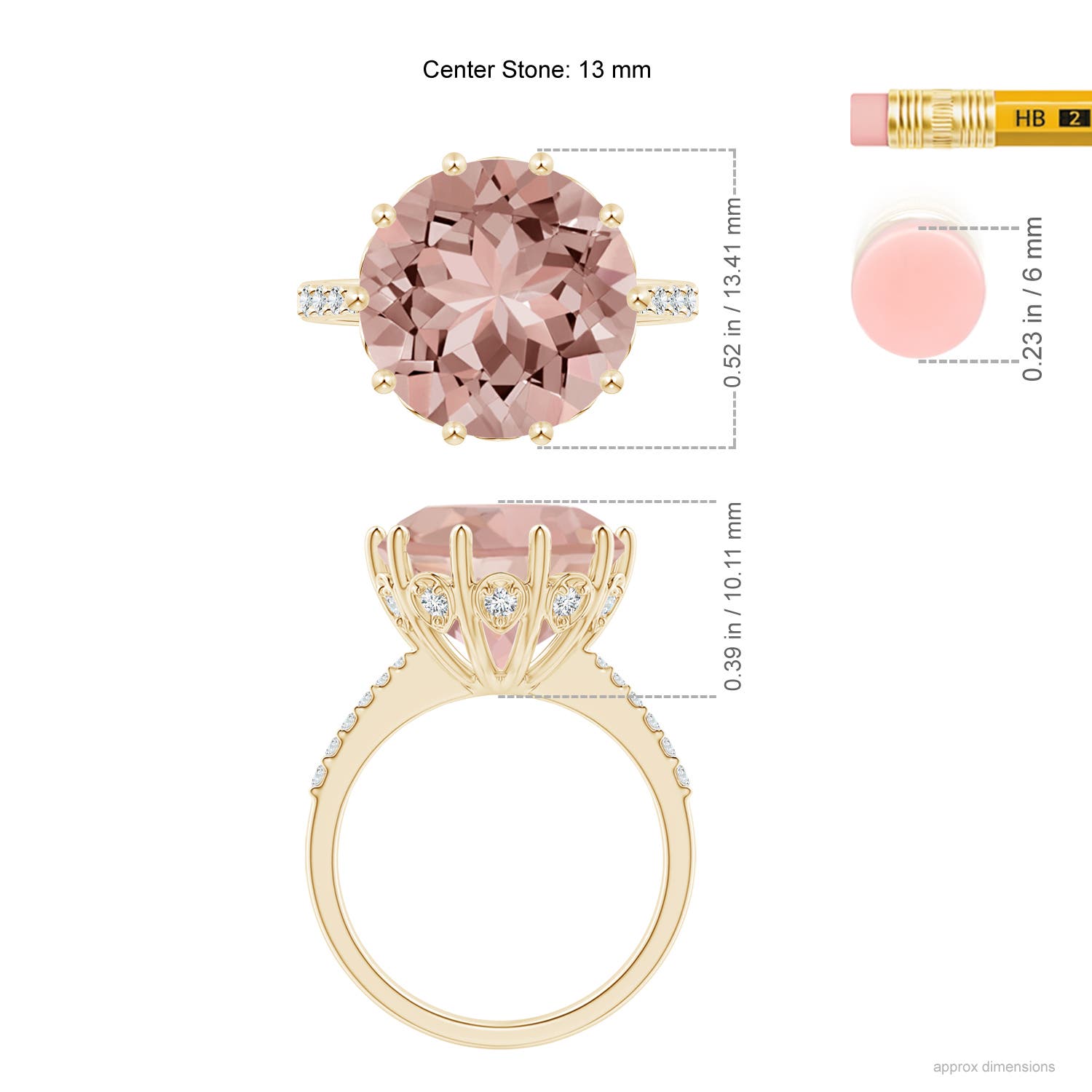 AAAA - Morganite / 6.82 CT / 14 KT Yellow Gold