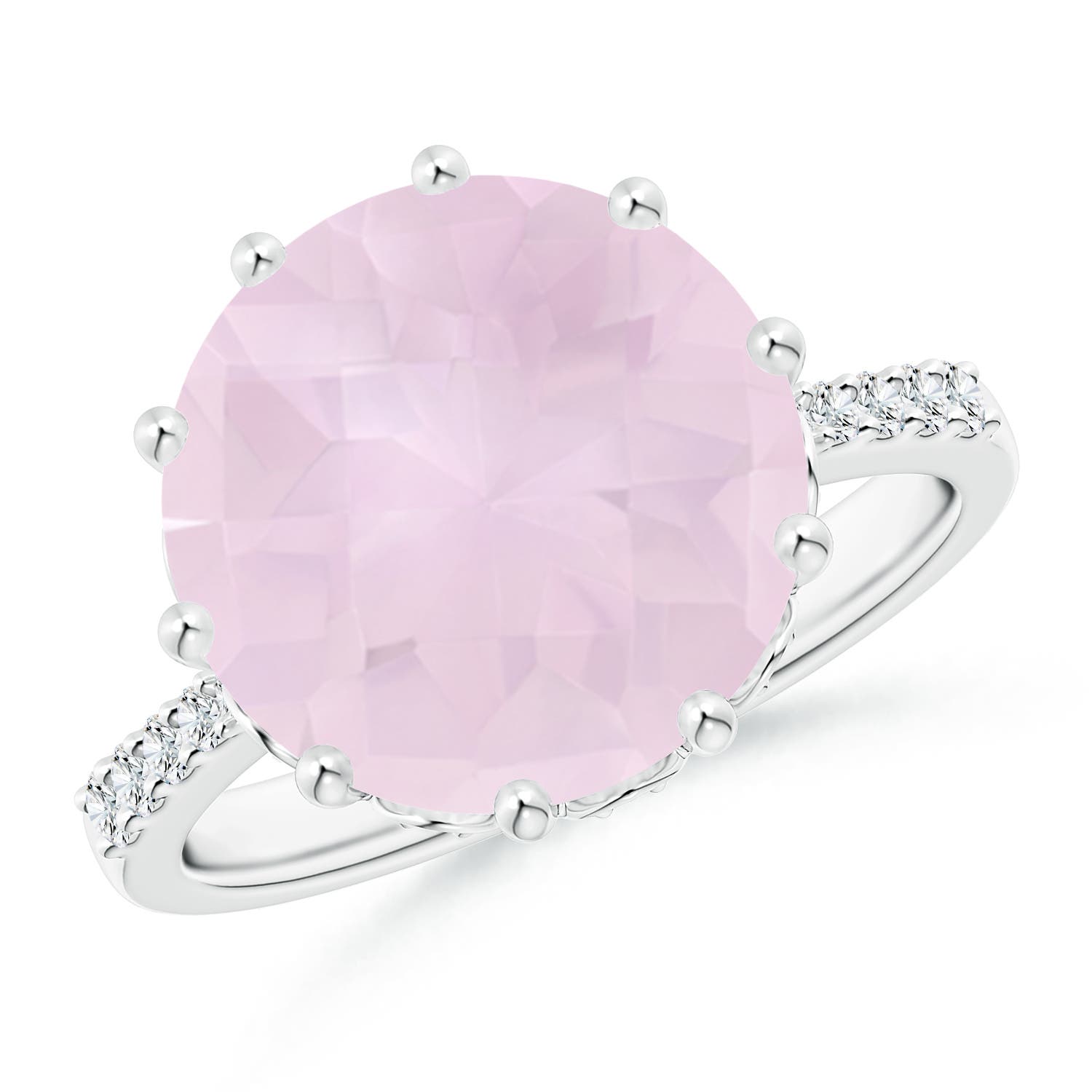 A - Rose Quartz / 4.47 CT / 14 KT White Gold