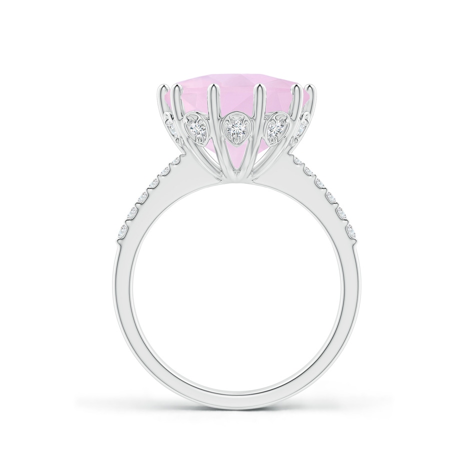 12mm AAA Round Rose Quartz Reverse Tapered Shank Cocktail Ring in White Gold side 1