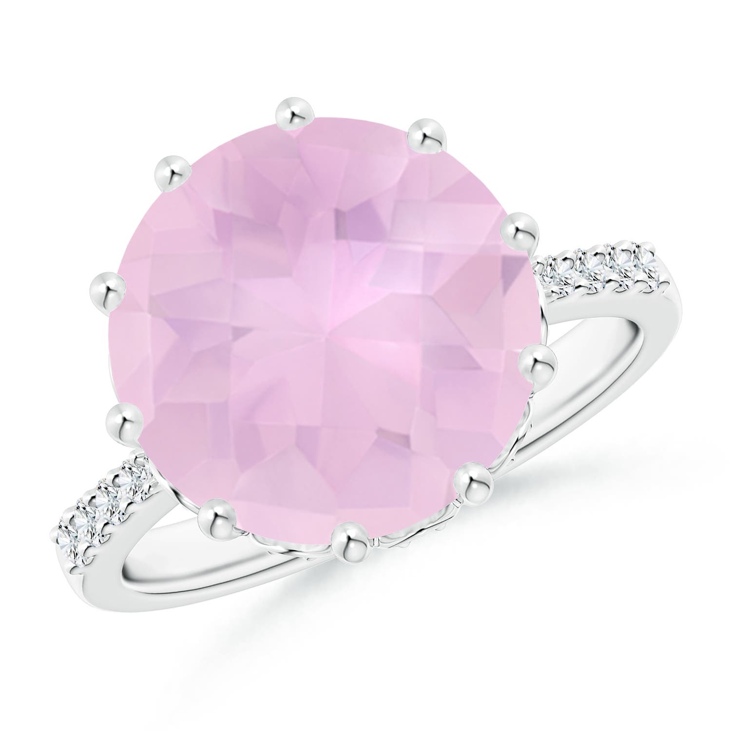 AAAA - Rose Quartz / 4.47 CT / 14 KT White Gold