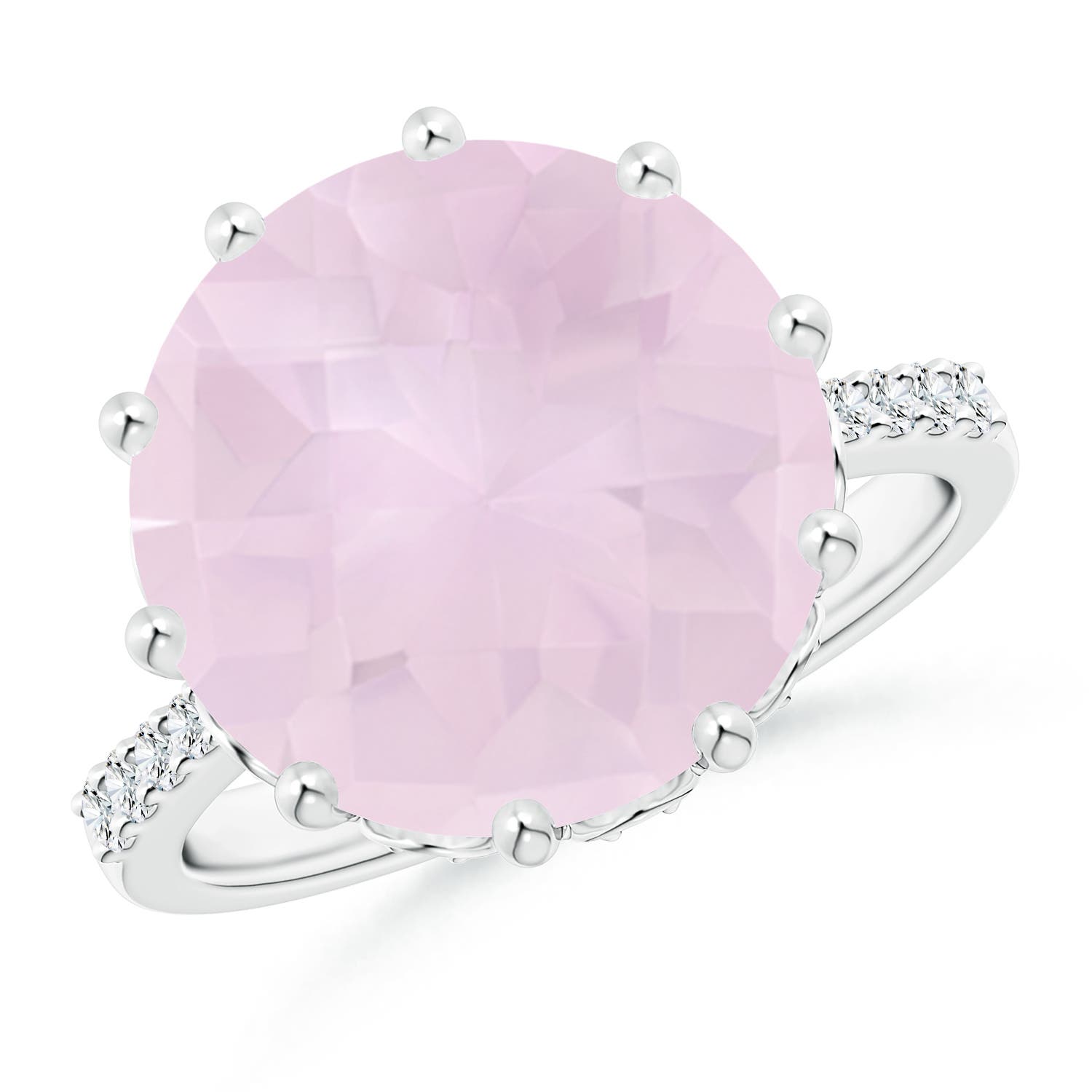 A - Rose Quartz / 7.32 CT / 14 KT White Gold