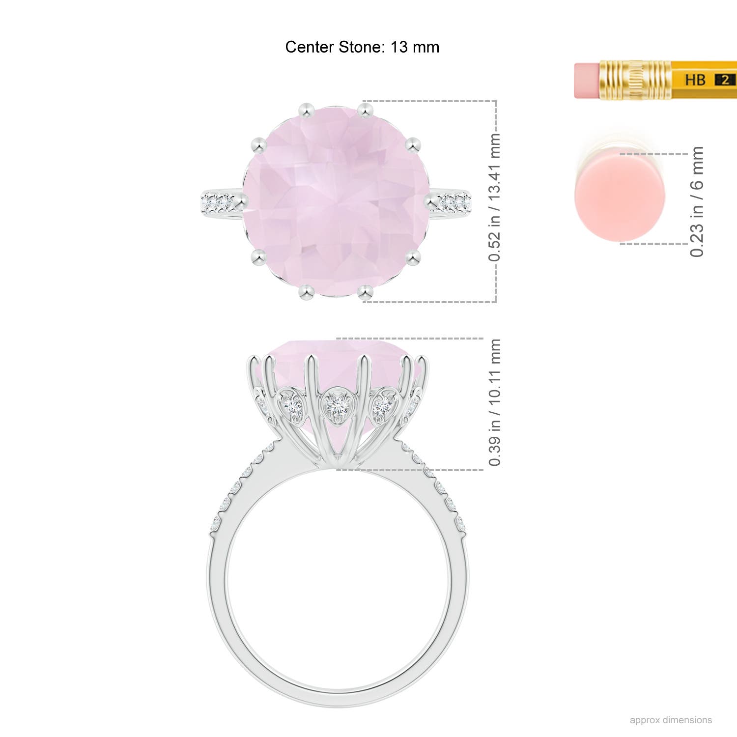 A - Rose Quartz / 7.32 CT / 14 KT White Gold