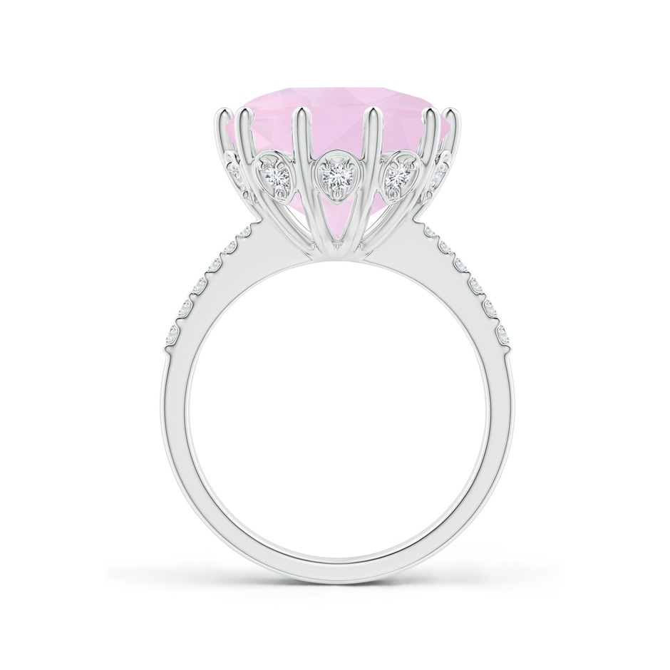 13mm AAA Round Rose Quartz Reverse Tapered Shank Cocktail Ring in White Gold side 1