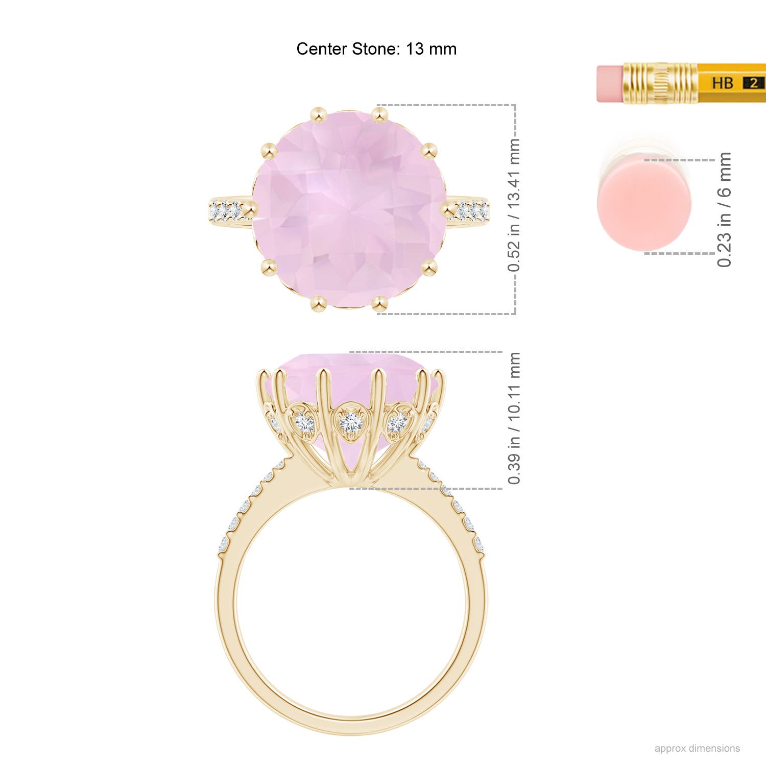 AAA - Rose Quartz / 7.32 CT / 14 KT Yellow Gold