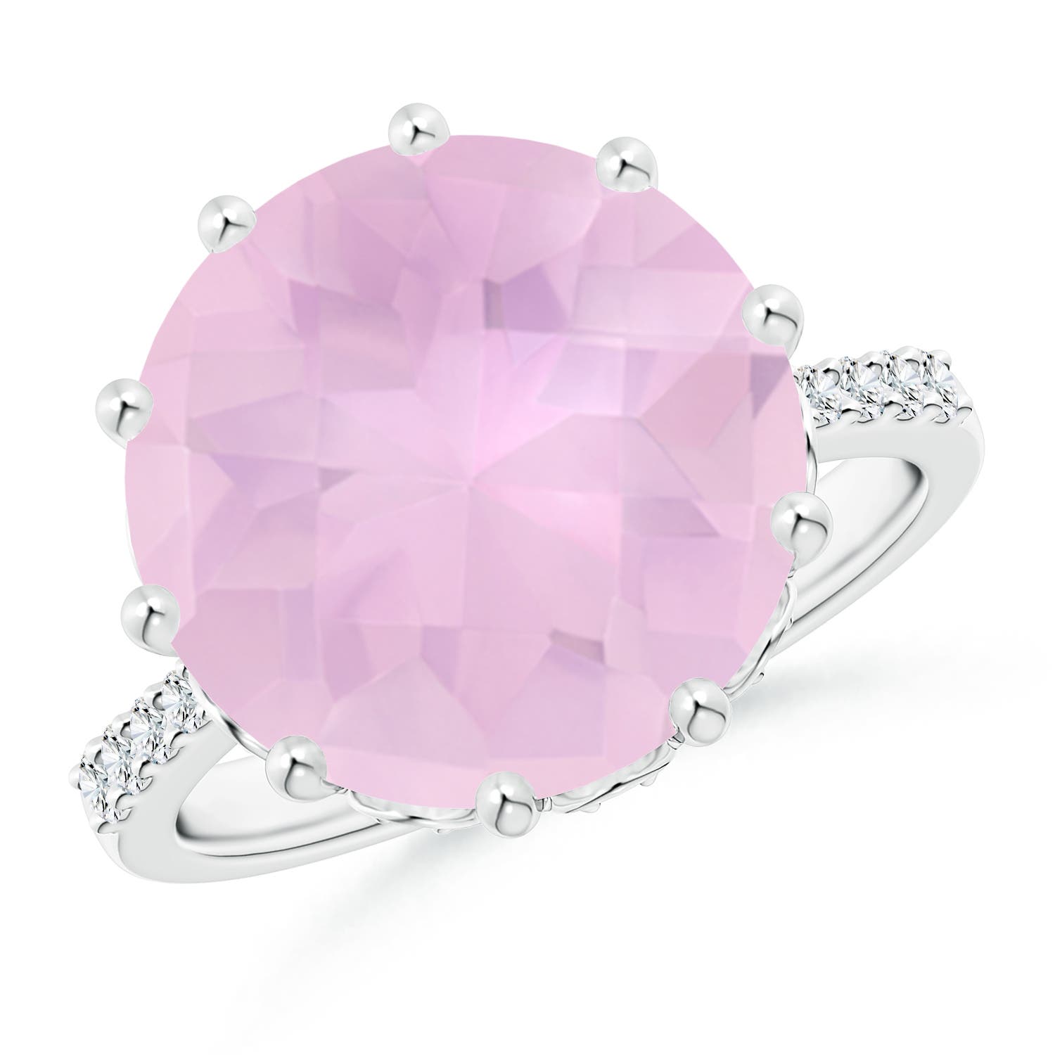 AAAA - Rose Quartz / 7.32 CT / 14 KT White Gold