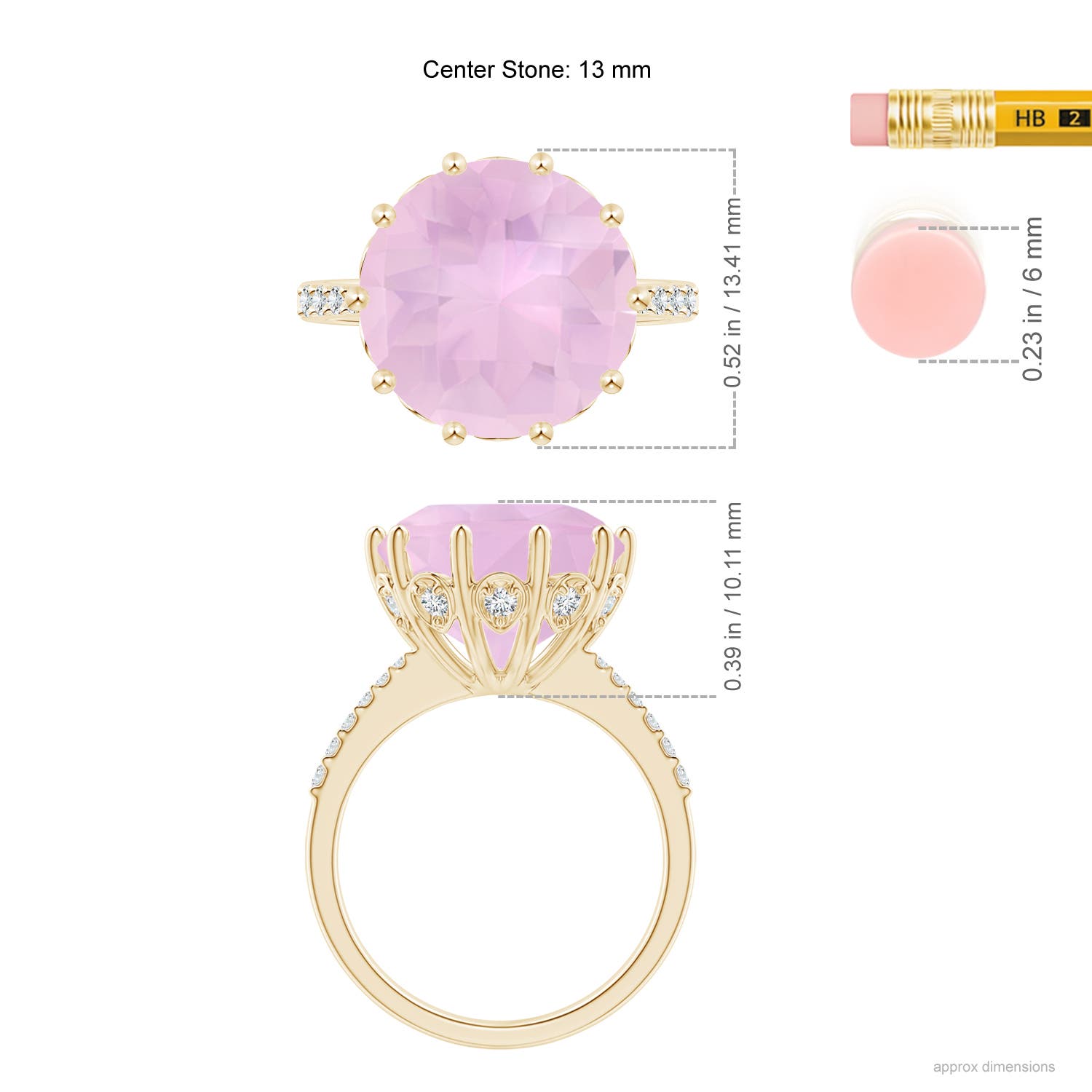 AAAA - Rose Quartz / 7.32 CT / 14 KT Yellow Gold