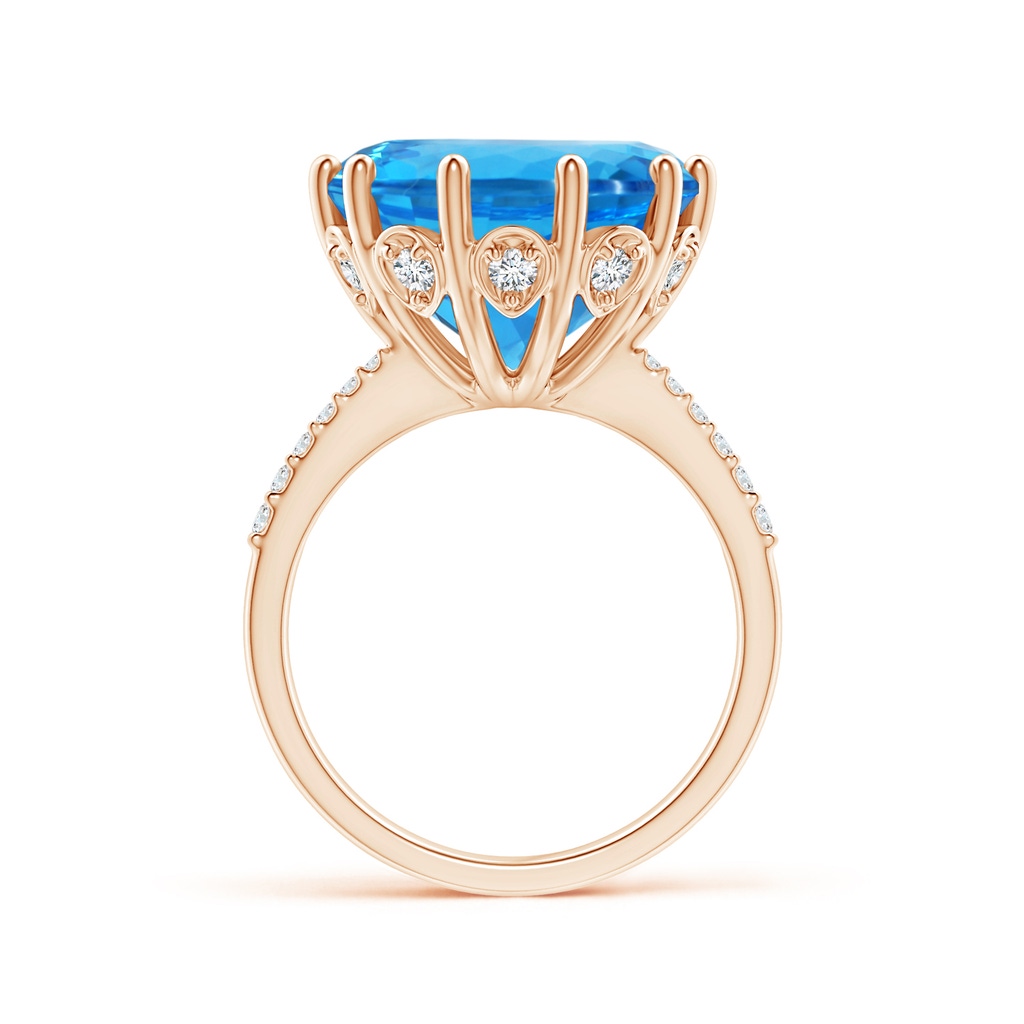 13.08x13.01x8.64mm AAAA GIA Certified Swiss Blue Topaz Solitaire Ring with Diamonds in Rose Gold - side 199