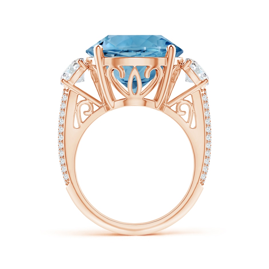 14.00-14.07x8.50mm AAAA GIA Certified Round Sky Blue Topaz Three Stone Ring in 18K Rose Gold side 399