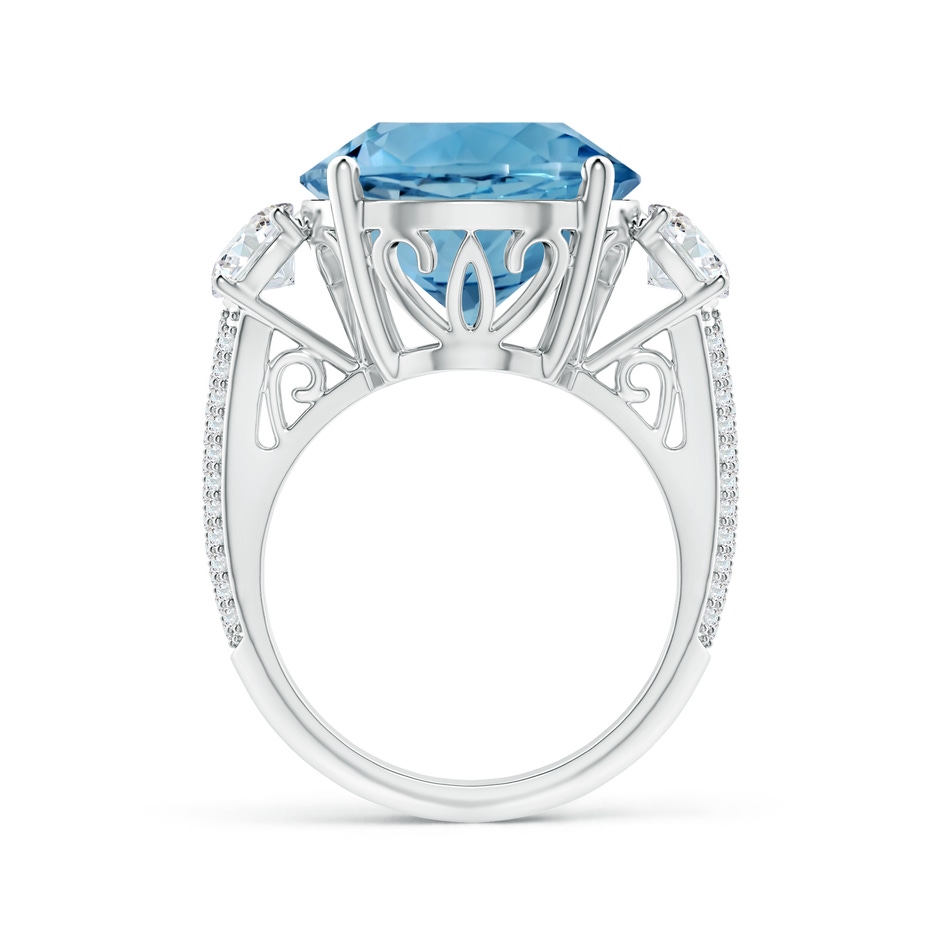 14.00-14.07x8.50mm AAAA GIA Certified Round Sky Blue Topaz Three Stone Ring in 18K White Gold side 399