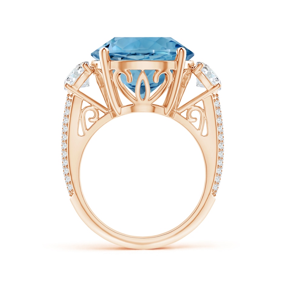 14.00-14.07x8.50mm AAAA GIA Certified Round Sky Blue Topaz Three Stone Ring in Rose Gold side 399