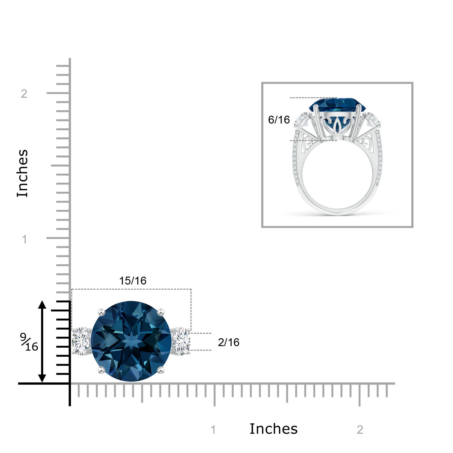 AAAA - London Blue Topaz / 13.28 CT / 14 KT White Gold