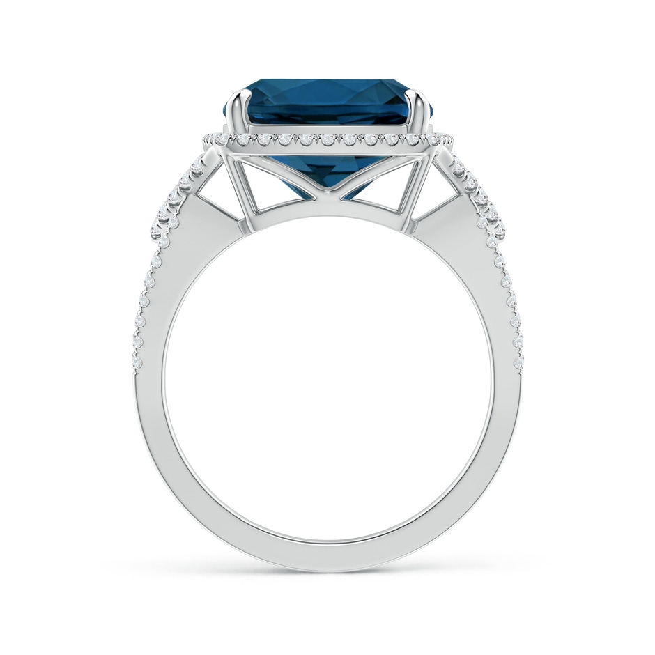 12.14x12.14x8.42mm AAA GIA Certified Cushion London Blue Topaz Split Shank Halo Ring in 18K White Gold side 399