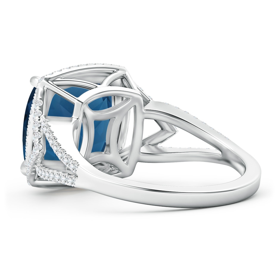 12.14x12.14x8.42mm AAA GIA Certified Cushion London Blue Topaz Split Shank Halo Ring in 18K White Gold side 499